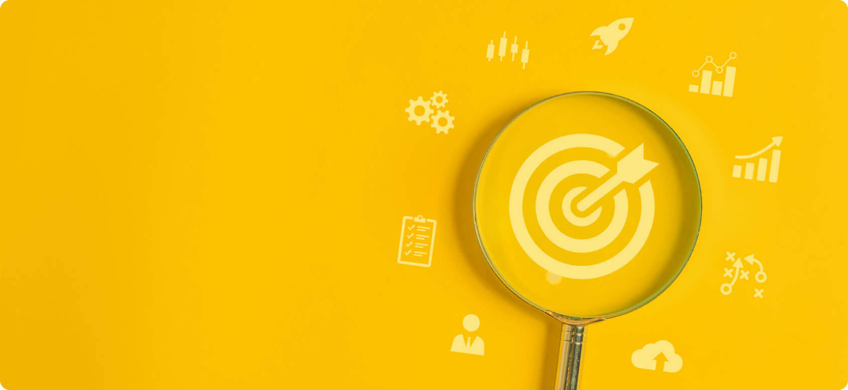 Yellow background image magnifying glass