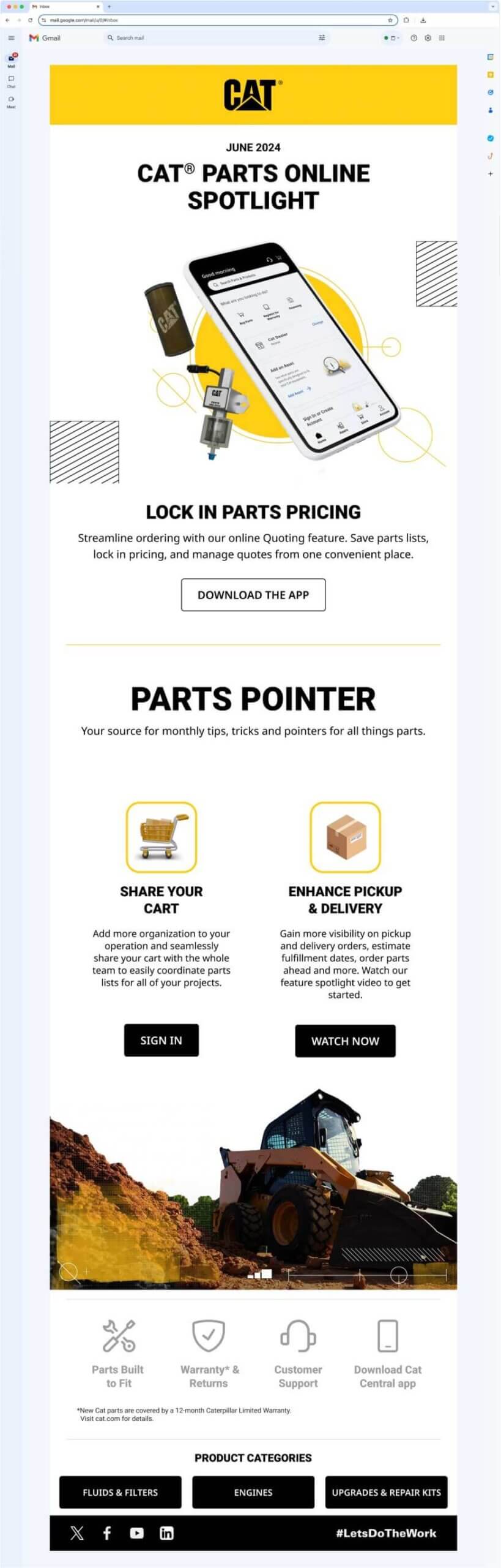 CAT ecommerce email example