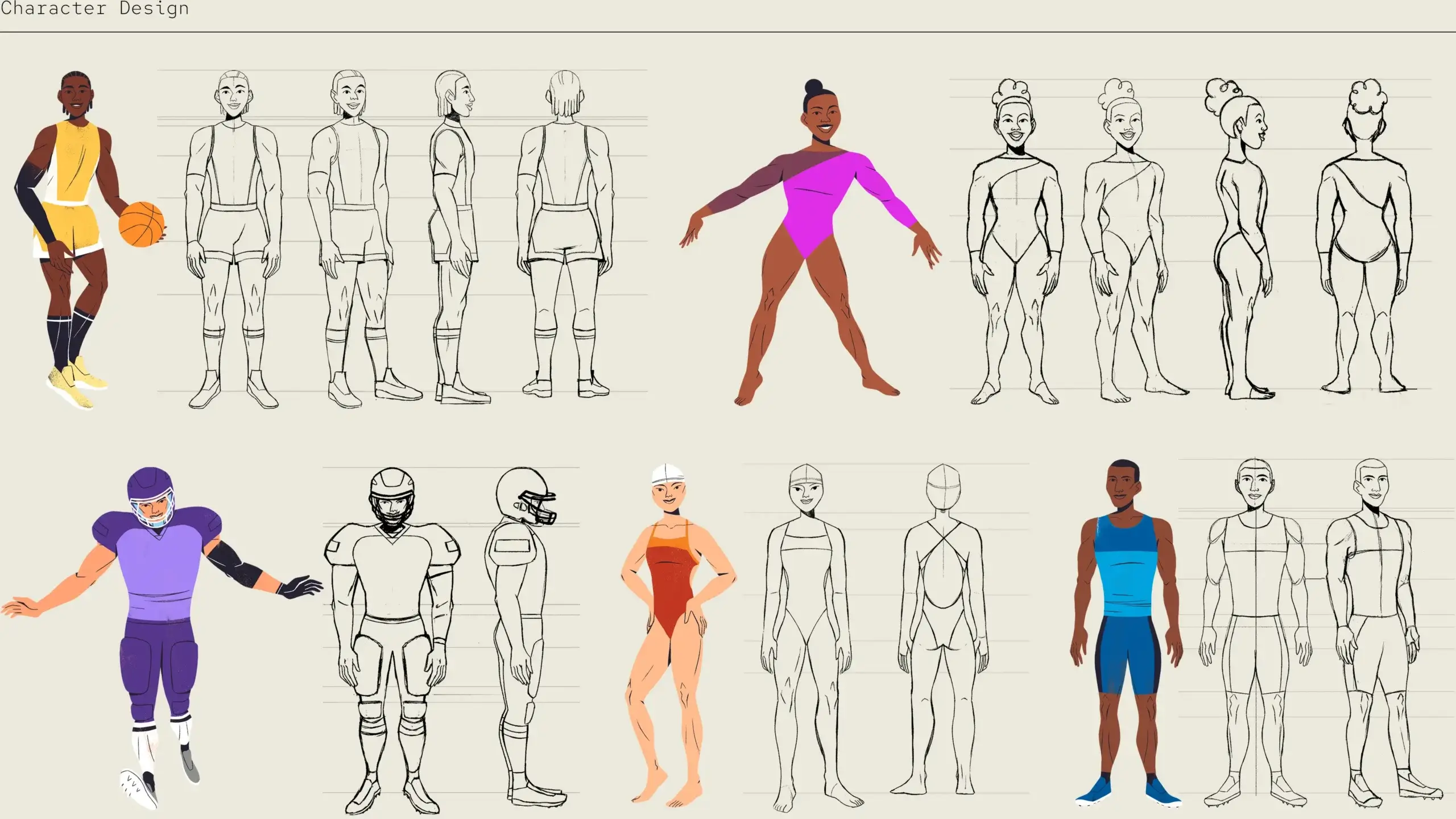 Examples of Character designs for NCAA