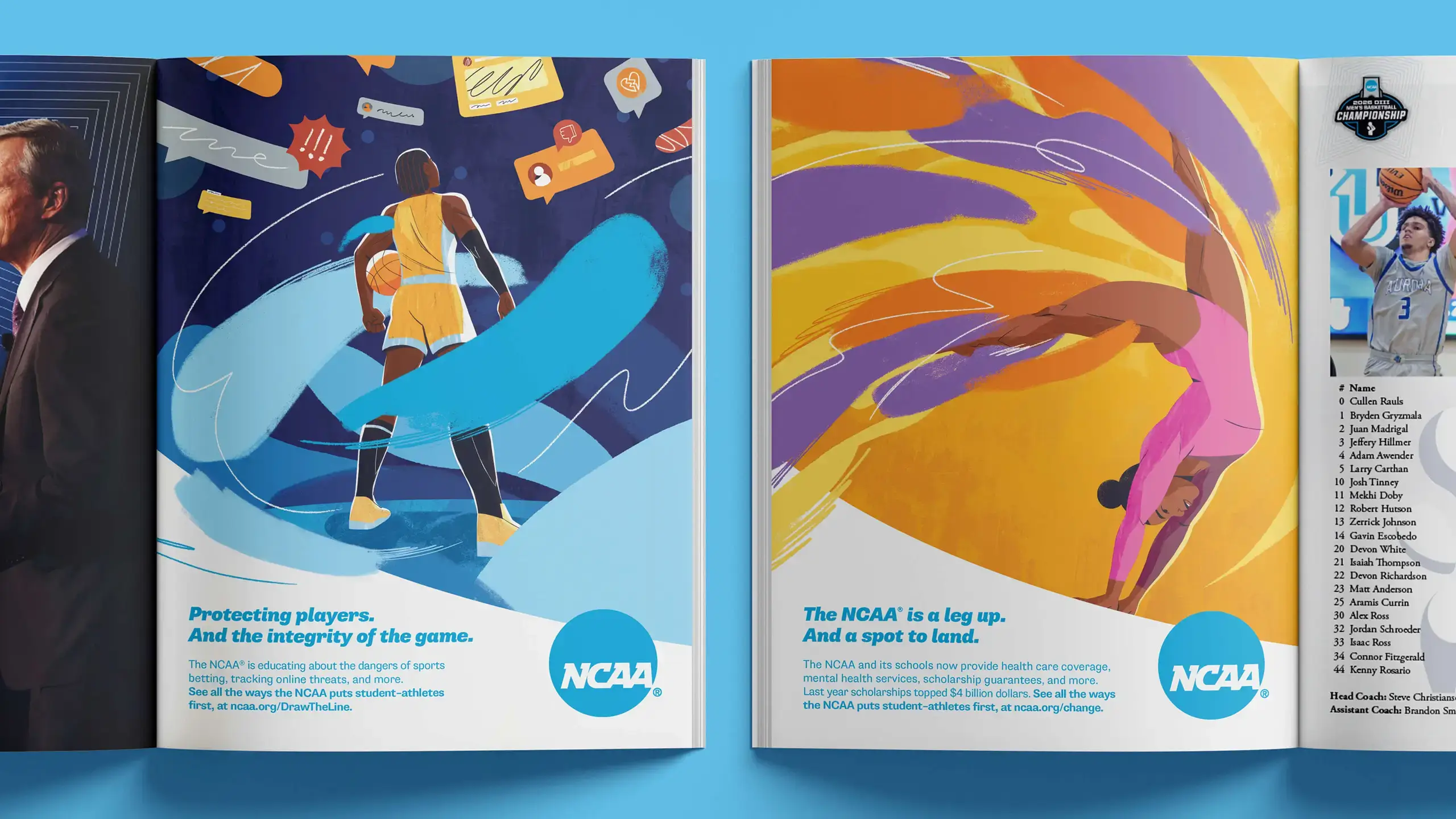 2 NCAA ad layout placed in a magazine
